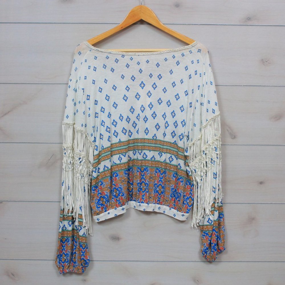 Free People Fringe Macra Maze Me Boho Blouse - Picture 8 of 8